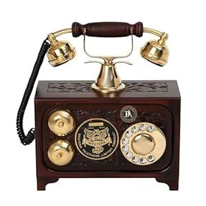 Decor Antique Look Wooden Carving workes landline Telephone for Working ...