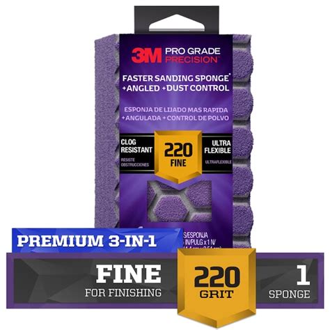 3M PRO Grade Precision Fine 220-Grit Sanding Sponge 1-in x 2.5-in in ...