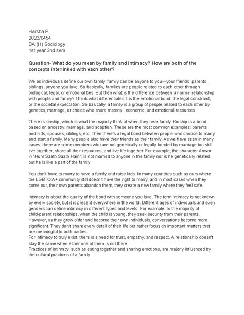 Family inctimacy basic concepts - Harsha P 2023/ BA (H) Sociology 1st ...