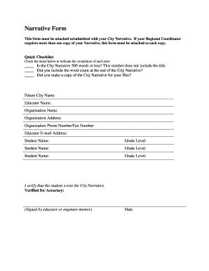 Fillable Online dfwfuturecity Narrative Form - bdfwfuturecitybborgb Fax ...