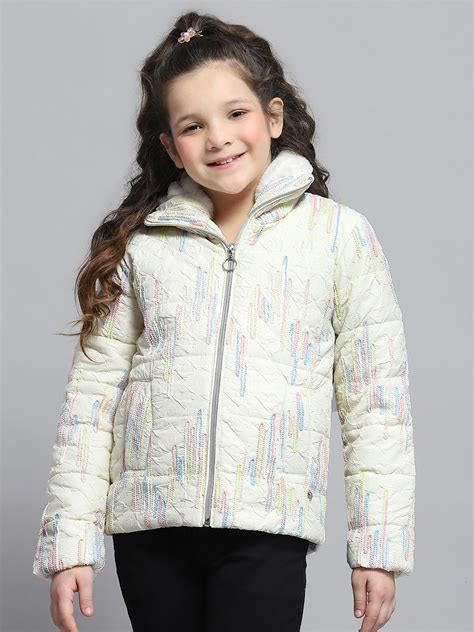 Buy Girls Off White Self Design Collar Full Sleeve Jacket Online in ...