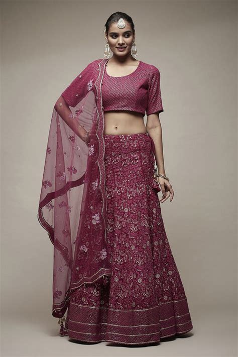 Wine Viscose Lehenga Set at Biba India