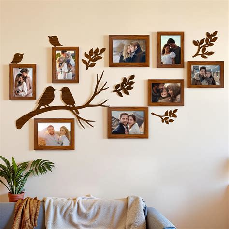 Art Street Pack of 8 Piece Photo Frame Set with Decorative MDF Leaves ...