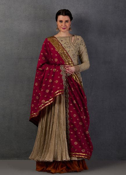 RED GEORGETTE TUSSAR PRINTED GOTA DUPATTA (RH-22/DUP) – Anju Modi
