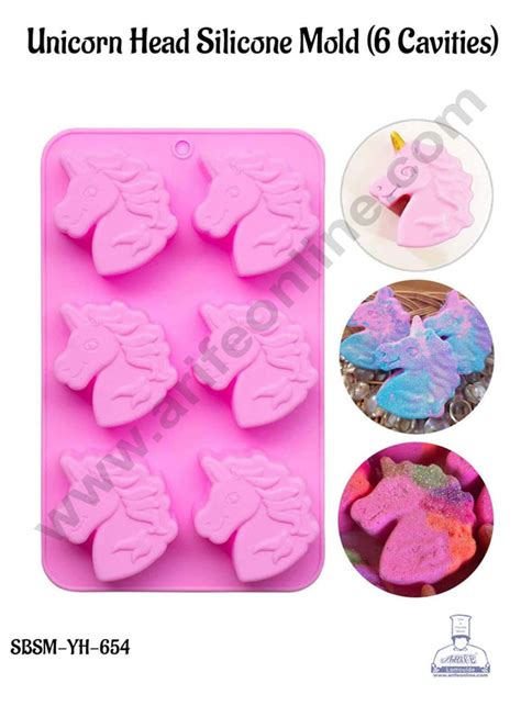 Home CAKE DECOR™ 6 Cavity Unicorn Head Silicon Chocolate Mould ...