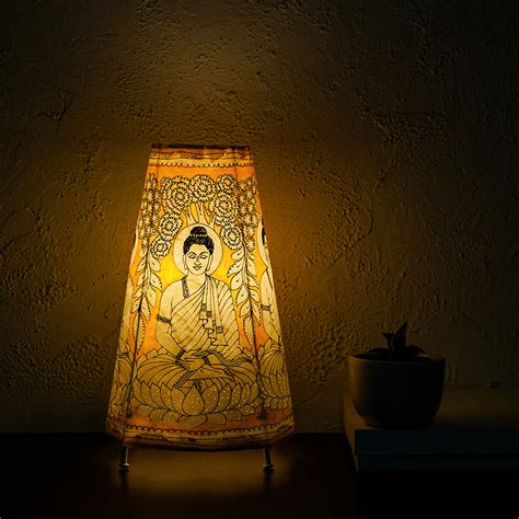 Buy Buddha Hand Painted Tholu Bommalata Medium Tabletop Lamp | 13 ...