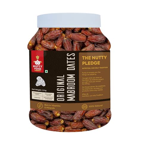 Nutty Yogi Mabroom Dates 1.2kgs Jar | Rich In Dietary Fibre | Best for ...