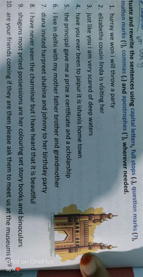 Punctuate and rewrite the sentences using capital letters, full stops ...