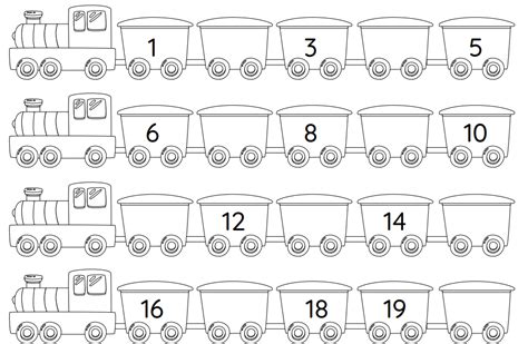 Choo-Choo Counting Adventure: Kindergarten Math Worksheet for Numbers 1 ...