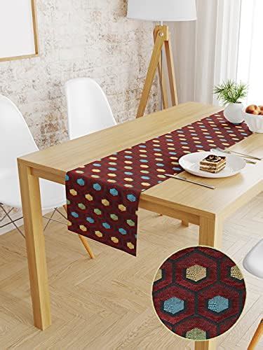 Buy S9 Premium Polyester Floral 6 Seater Table Runner with Piping ...