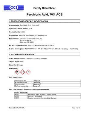 Fillable Online Perchloric Acid, 70% ACS Fax Email Print - pdfFiller