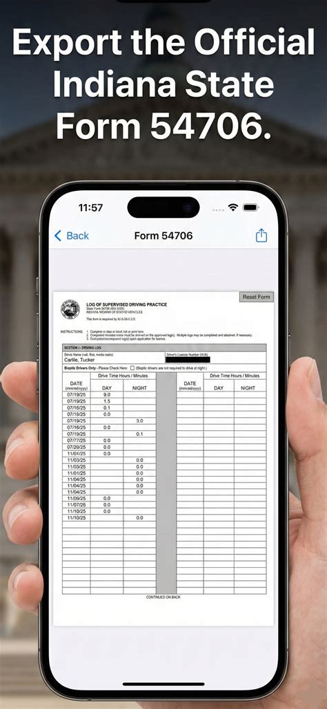 Indiana DriveLog | Official BMV Form 54706 Generator