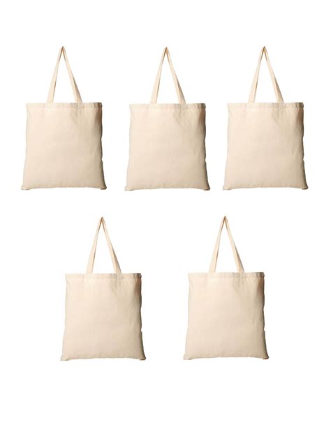 Set of 5 Plain White Canvas Tote Bags - Durable & Eco-Friendly – HASHTACK