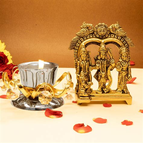 Buy Ekhasa 100% Pure Brass Ram Darbar Murti & Tealight Candle Holder ...