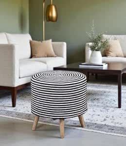 Smartkart Ottomans Stool for Living Room | Round Jute Pouffe Ottomanl ...