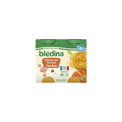 Blédina Petits Pots Pumpkin Semolina Ham From 6 Months 2x200g