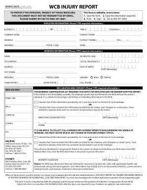 WCB Injury Report Form - Fill Out, Sign & Share Online | pdfFiller