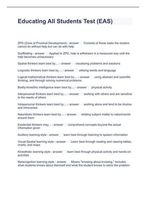 Educating All Students Test Questions with solutions 2024 - EAS - Stuvia US