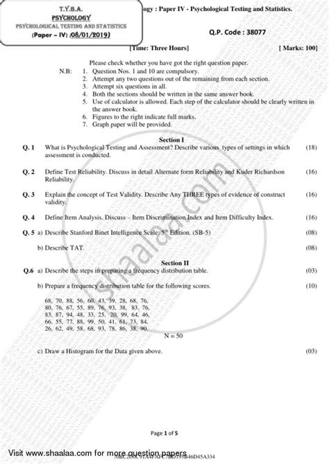 Psychological Testing and Statistics 2018-2019 BA Psychology (IDOL ...