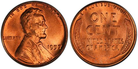 Images of Lincoln Cent (Wheat Reverse) 1957 1C, RD - PCGS CoinFacts