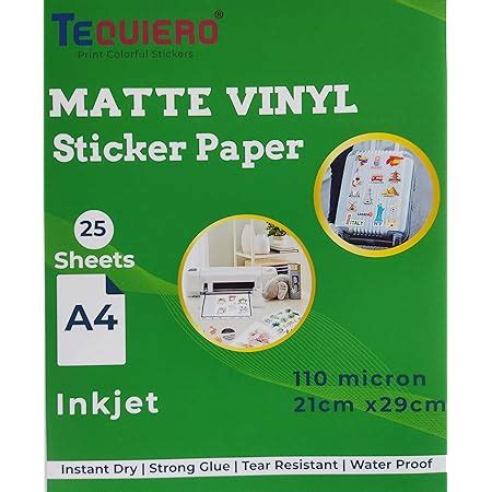 TeQuiero Matte Vinyl Sticker Paper Self Adhesive Photo Paper for Inkjet ...