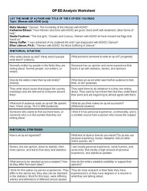 OP ED Analysis Worksheet- Adeline - OP ED Analysis Worksheet LIST THE ...