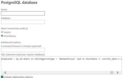 Solved: DirectQuery with SQL statement from Power BI advan ...
