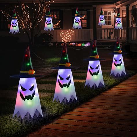 Amazon.com: Halloween Ghost Pathway Lights, 4 Pcs Ghosts with Witch ...