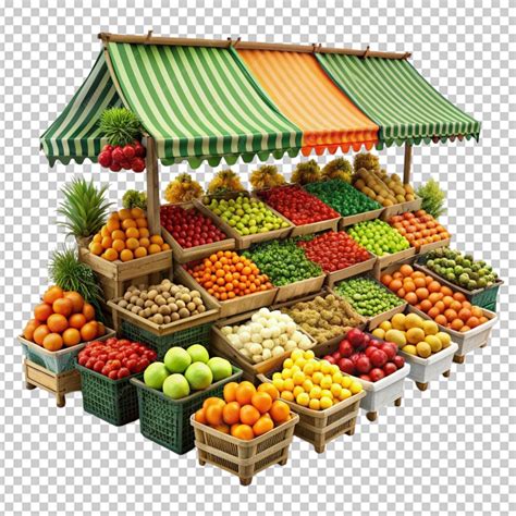 Pretty outdoor fruit markets isolated on transparent background ...