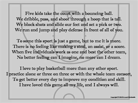 Basketball Team Poetry Print, Digital Basketball Poem Photo ...
