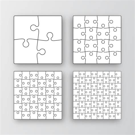 Puzzle-Raster-Set Sammlung unterschiedlich großer Puzzle-Umrissvorlagen ...