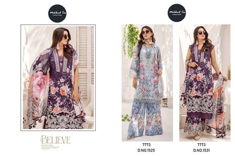 MEHBOOB TEX DESIGN NO - 1525 - 1531 PURE COTTON PRINT EMBROIDERED SELF ...