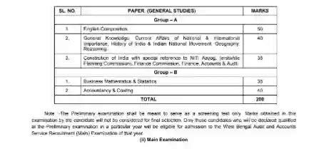 West Bengal Audit And Accounts Service Syllabus PDF ( Official)