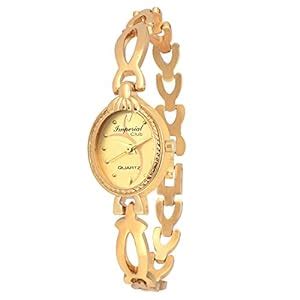 Imperial Club Oval Look Leaf Design Analog Golden Dial Women's Watch ...