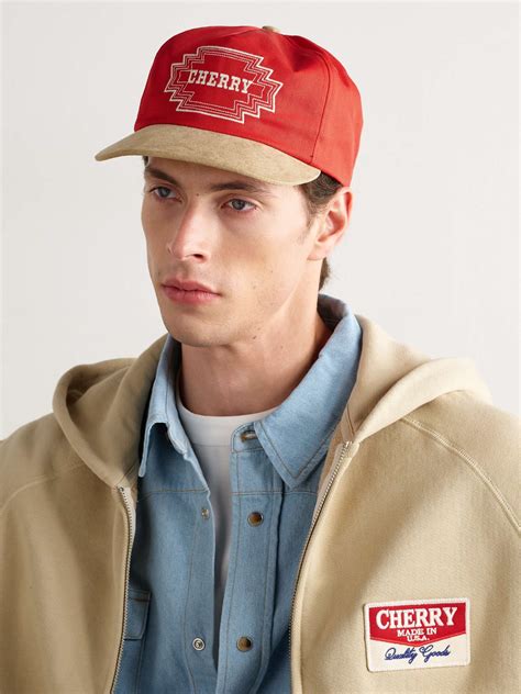 CHERRY LOS ANGELES Navajo Suede-Trimmed Logo-Embroidered Twill Baseball ...