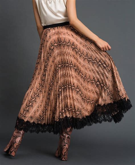 Falda midi plisada con animal print