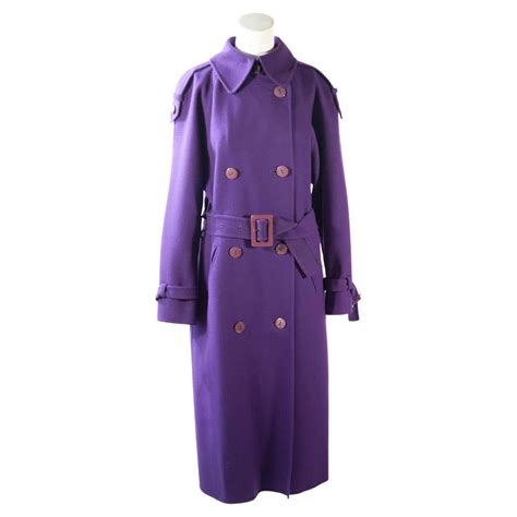 Salvatore Ferragamo, 100% Virgin Wool, Eggplant, Trench Coat, 2000s For ...