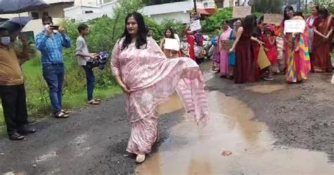 Women In Bhopal Do Catwalk On Pothole-ridden Road
