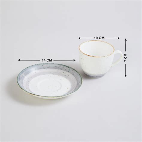 Buy Fiesta-Pike Pastel White Printed Bone China Cup And Saucer Set ...