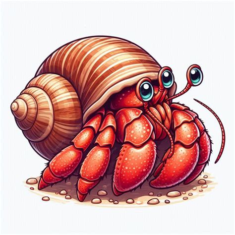 A cute Hermit Crab Cartoon vector art illustration white background ...