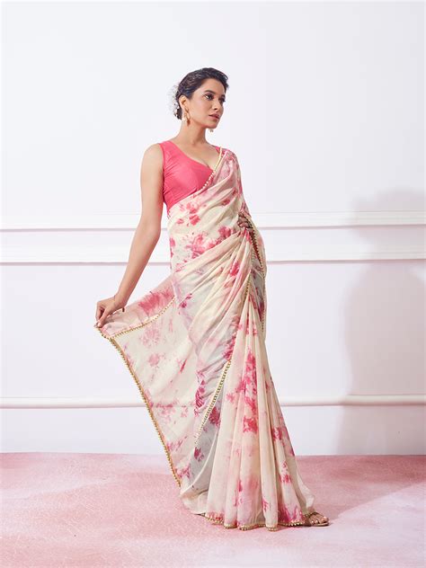 Buy Pink Organza Party Wear Saree With Blouse Piece 29137 Online | Karagiri