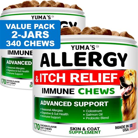 Amazon.com : YUMA'S 2-Pack Dog Allergy Relief Chews - Dog Itching Skin ...