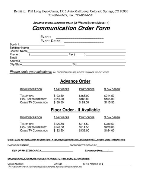 Fillable Online Communication Order Form Fax Email Print - pdfFiller