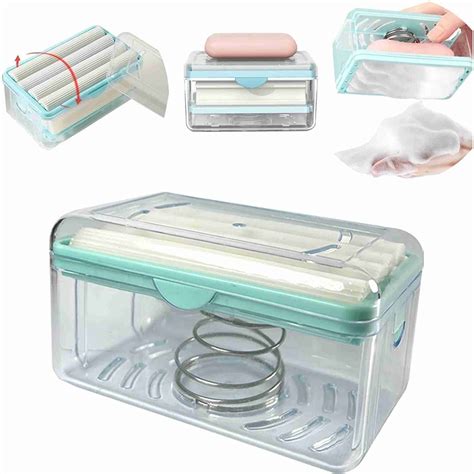 TNEMEC 2 pcs 2-in-1 Portable Soap Dish & Soap Dispenser with Roller and ...