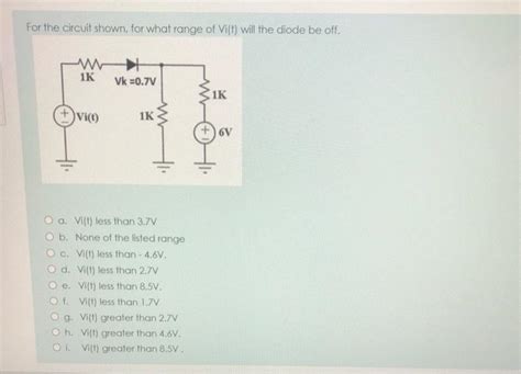Solved For the circuit shown, for what range of Viſt) will | Chegg.com