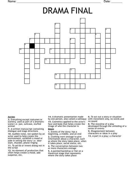 DRAMA FINAL Crossword - WordMint