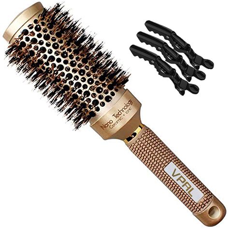 Buy VPAL Round Brush for Blow Drying with 3Pcs Hair Clips, Natural Boar ...