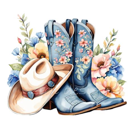 Cowgirl Boots Clipart, 18 PNG Watercolor Western Cowboy Boots Pastel ...