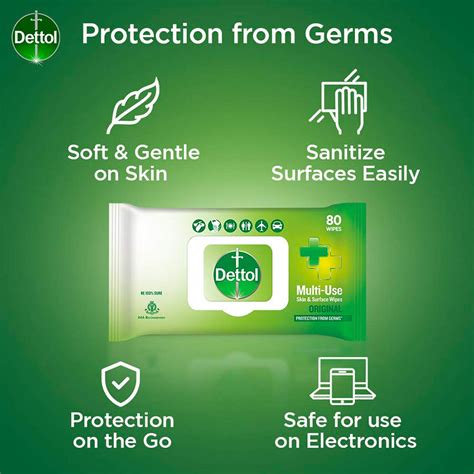Dettol Disinfectant Skin & Surface Sanitizing Wipes, Original 80 Count ...