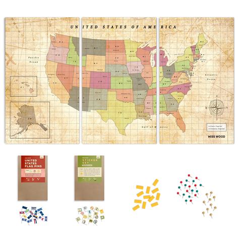 Buy Miss Wood Push Pin United States Travel Kit - Handmade Cork ...